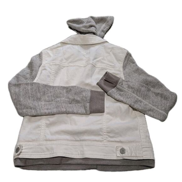 AMERICAN EAGLE WHITE GRAY HOODED JEAN DENIM JACKET SIZE SMALL - Picture 3 of 7